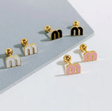 Gold Initial M Earrings